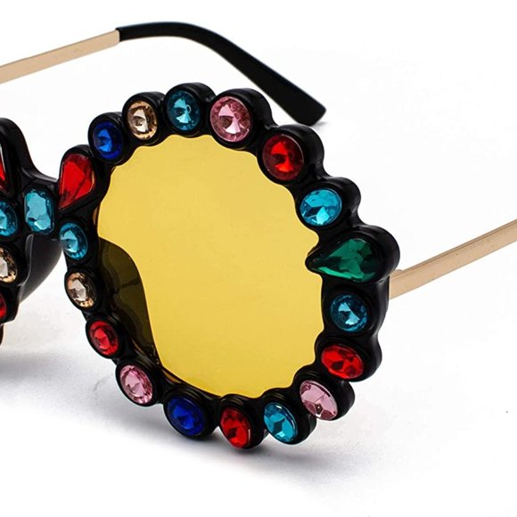 Women Big Rhinestone Sunglasses Oversized Round